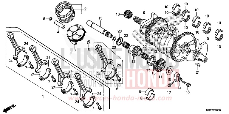 VILEBREQUIN/PISTON von CBR1000RR "Fireblade" GRAND PRIX RED (R380) von 2018